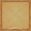 Parchment with Map Frame, Crossed Throwing Axes, Banner