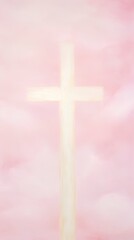 Wall Mural - grungy abstract pink and white christian themed background with a cross