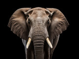 Fototapeta Sypialnia - Elephant Studio Shot Isolated on Clear Black Background, Generative AI