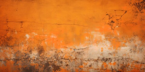 Wall Mural - Distressed ripped grungy orange background.