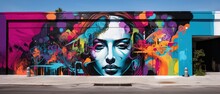 Vibrant Colors Come Alive In This Street Art Mural, Expressing The Artists Creativity Through A Mix Of Text And Graffiti.