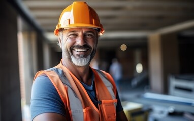 Wall Mural - A smiling construction worker