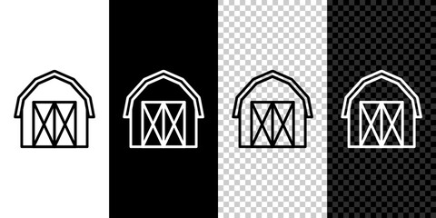 Wall Mural - Set line Farm house icon isolated on black and white background. Vector