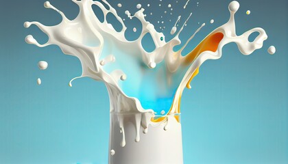 Wall Mural - Splash milk glass 3d illustration drink liquid dairy food healthy white background cream calcium fresh beverage dripped product motion wave isolated lactic natural nature design abstract breakfast