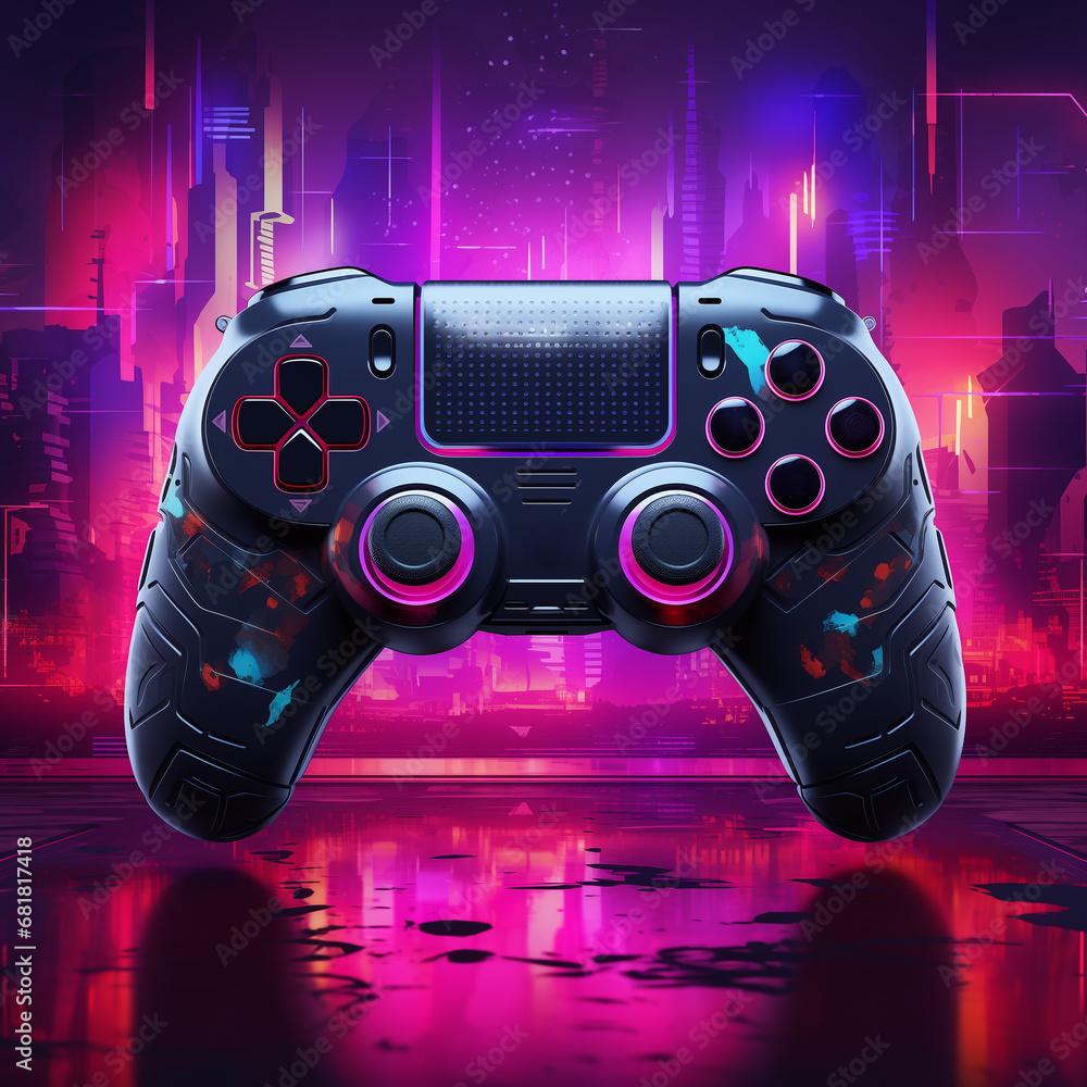 Background Contoler Epic gaming background wallpaper with futuristic cyberpunk game ...