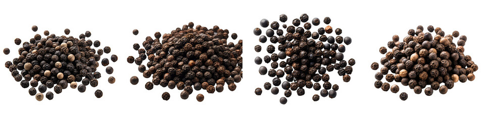 Canvas Print - Black pepper corns  Hyperrealistic Highly Detailed Isolated On Transparent Background Png File