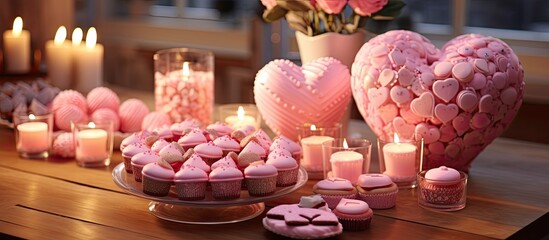 Canvas Print - At the heart of the celebration, the party was filled with love and joy as friends gathered to savor the delicious food made with love at the renowned bakery, its pink treats in various shapes