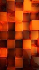 Wall Mural - Orange abstract tech background with squares.