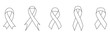 Simple Black awareness ribbon flat icon set on transparent background. Symbol of mourning and melanoma. Raster version. awareness ribbon as a symbol of humanity, moral support, 