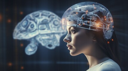 Wall Mural - brain reading devices advanced neurotechnology innovative mind monitoring thought control futuristic