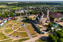 Aerial View Of The Square Arranged Next To The Old Believer Intercession Cathedral In Borovsk, Russia