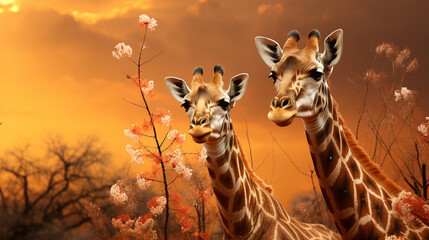 Sticker - giraffe in the wild HD 8K wallpaper Stock Photographic Image 