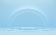 © Krzysztof - Background 3d blue rendering with podium. Minimal light blue scene, display background 3d with lights, rendering abstract geometric shape blue pastel, 3D stand pedestal background for show product