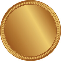 Wall Mural - gold coin with a beautiful outline, empty inside on transparent background