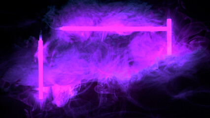 Wall Mural - Colored neon frame with smoke
