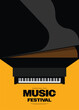 Music festival poster template design with top view of piano keyboard