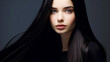 Haircare theme with woman with long black hair