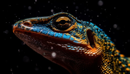 Sticker - Spotted gecko in tropical rain, beauty in nature small creatures generated by AI