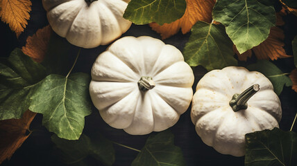 Wall Mural - assortment of white pumpkins