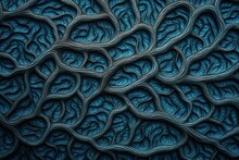 Intricate Blue Leaf Vein Patterns, Ideal For Botanical Themes, Nature-inspired Designs, Or Elegant Backdrops.