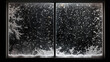 © Aura - snow on window frame isolated on black for Christmas design idea