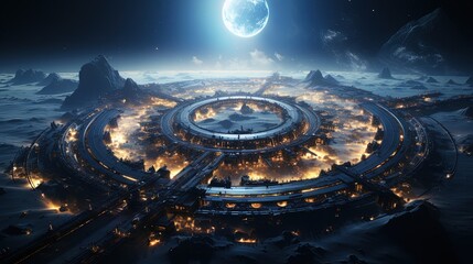 Wall Mural - orbiting dreams, digital art illustration, generative ai