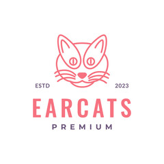 Wall Mural - head cat long ear mascot character cartoon modern line style simple logo design vector icon illustration