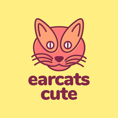 Wall Mural - head cat long ear mascot character cartoon modern colorful simple logo design vector icon illustration