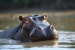 Big hippopotamus in Africa. Wildlife scene from nature. Animal in the habitat.