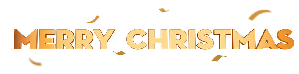 Merry christmas 3d typography gold transparent