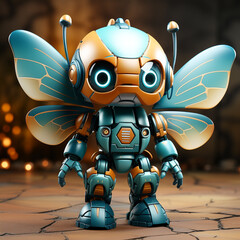 Wall Mural - 3d Robot cartoon butterfly 