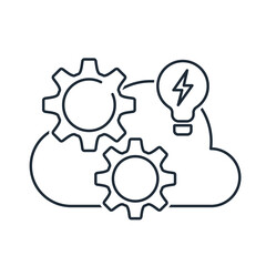 Wall Mural - cloud engineering. new technological implementations. vector linear illustration icon isolated on wh