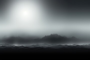Wall Mural - an abstract black and white background image captures a serene ocean scene enveloped in fog, creatin