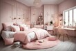 Adorable bedroom with powder pink