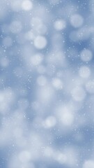 Bright blue blurred winter bokeh with loop snowfall slow motion.
