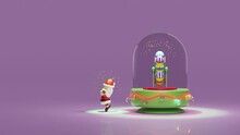 3d Musical Box With Santa Claus Dance, Ferris Wheel, Glass Transparent Lamp Garlands, Christmas Glass Dome. Merry Christmas And Happy New Year, Alpha Channel