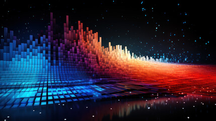 Technology abstract background. Digital line dot and colorful bokeh. Graphic design. Generative ai
