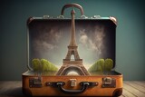 Fototapeta Boho - suitcase vintage tower Eiffel concept France tourism Travel Paris Trip