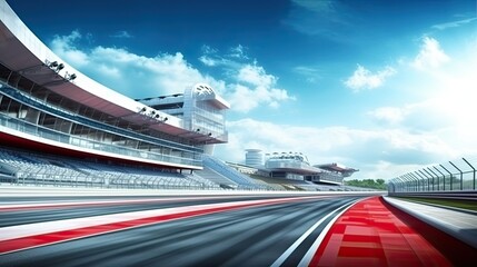 Sticker - F1 race track circuit road with motion blur and grandstand stadium for Formula One racing