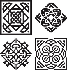 Wall Mural - celtic elements ornaments knots icon set