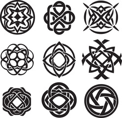 Wall Mural - celtic elements ornaments knots icon set