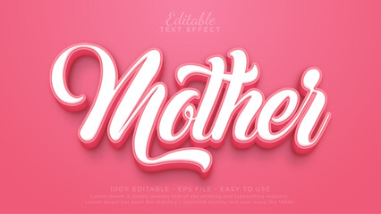 Wall Mural - Editable text effects. Mother text effect mockup
