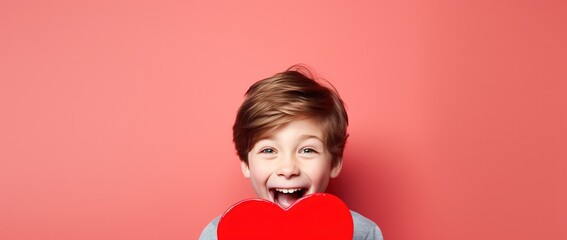 Portrait of a cute little boy on Valentine's Day.