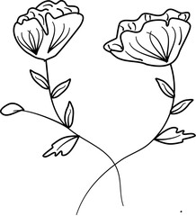 Wall Mural - wild flower line art