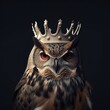 Portrait of a majestic Owl with a crown