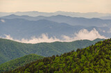 Fototapeta Góry - An Overlook on a Moody Day at the Great Smoky Mountains National Park in North Carolina