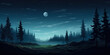 Moon light dark moody landscape background blue green colors, night time scene backdrop, generated ai