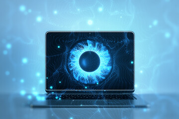 Canvas Print - Digital eye concept on computer screen representing computer vision and neural networks. Technology concept. 3D Rendering