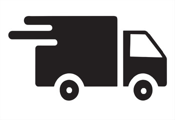 Wall Mural - Fast moving shipping delivery truck line art vector icon for transportation apps and websites. Express delivery truck icon. Fast shipping truck. Free delivery 24 hours. Vector illustration.