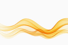 Wavy Abstract Orange Lines In Wave Shape, Data Flow Concept. White Background And Orange Wave Flow.